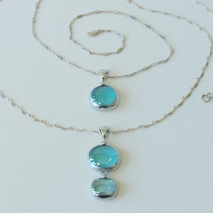 Layered blue glass drop necklaces zdjęcie 3