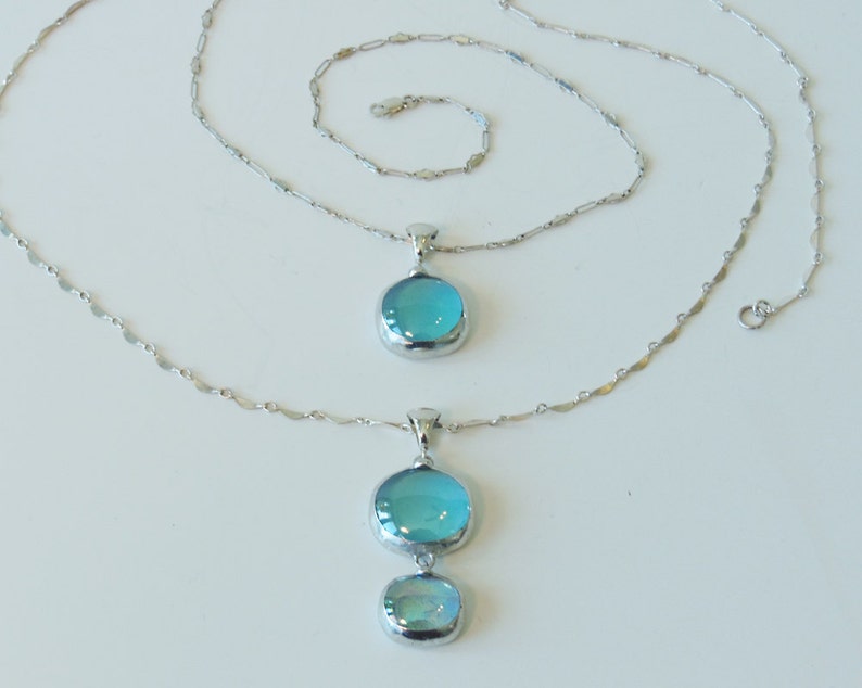 Layered blue glass drop necklaces zdjęcie 3