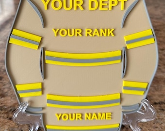 Personalized Bunker Gear Jacket Turnout Coat TAN 3D Embossed Display Plaque  First Responder Wall Art Firefighter EMT Paramedic EMS