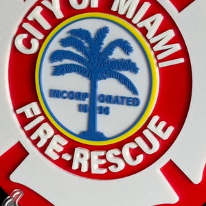Miami Fire Rescue 3D Plaque: Embossed First Responder Wall Art Firefighter Gift Florida image 2