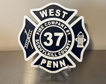 Art mural bicolore personnalisable croix de malte des pompiers en 3D