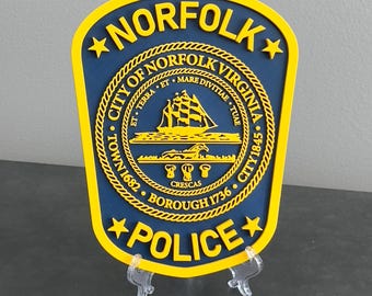 Norfolk Police Department 3D Embossed Plaque - Virginia First Responder Wall Art Virginia