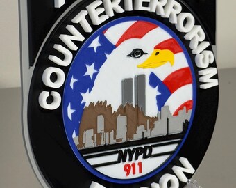 NYPD Counterterrorism Division 3D Plaque First Responder Wall Art