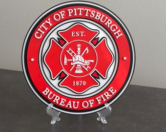 Pittsburgh Fire Department 3D Embossed Plaque: First Responder Wall Art Pennsylvania
