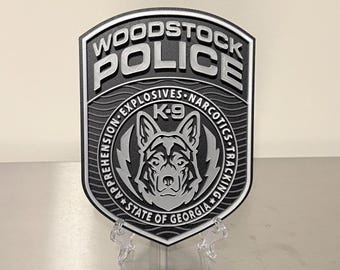 Plaque Woodstock K9 Police Georgia en relief 3D GA