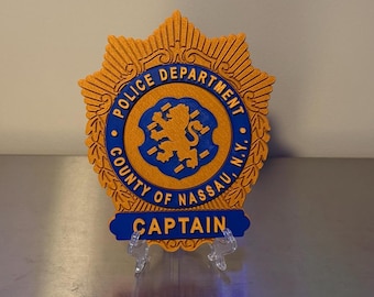 Plaque de capitaine de police du comté de Nassau avec affichage 3D, cadeau de la police de New York