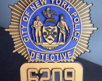 NYPD Detective Shield Plaque, Embossed 3D Display (9 Inch Plaque)