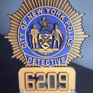 Embossed NYPD Detective Shield Replica: NYC Police Display Plaque Patch Police Gift