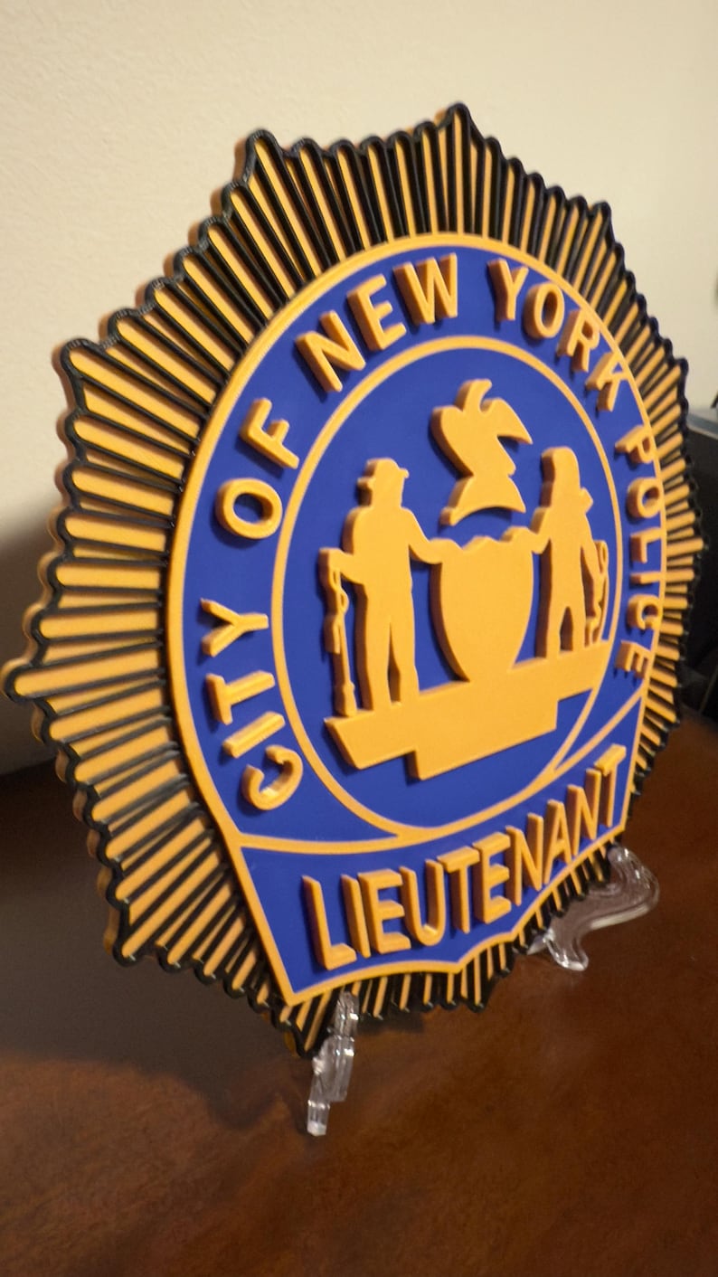 NYPD Lieutenant Shield 3D Display Patch NYC Police Department Embossed ...