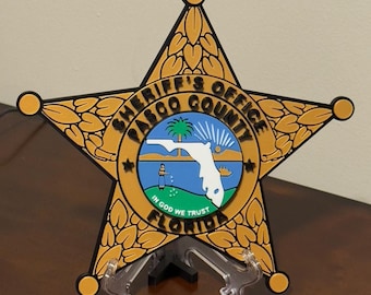 Plaque d'insigne de shérif de Floride - impression 3D art mural secouriste Pasco ou Hillsborough