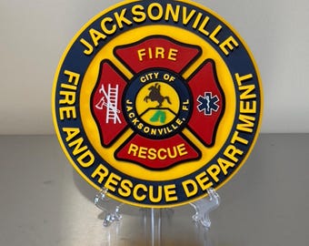 Jacksonville Fire & Rescue 3D Embossed Plaque: First Responder Wall Art Florida