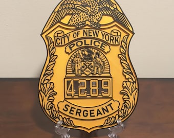 NYPD Sergeant Shield: 3D Embossed NYC Police Plaque