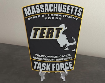 Massachusetts TERT Task Force 3D Embossed Plaque: First Responder Wall Art MA