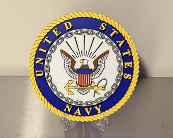 Vintage Brass US Navy Emblem Art - Etsy