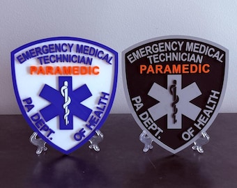 Pennsylvania Paramedic Department of Health 3D Plaque PA Display Plaque  EMS Gift