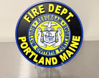 Réplique de la plaque d'affichage en relief 3D des pompiers de Portland Maine ME