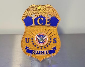 Homeland Security ICE Badge 6 COLOR Display: 3D Embossed Police Plaque - Government