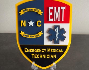 North Carolina EMT EMS Display Plaque: First Responder Wall Art