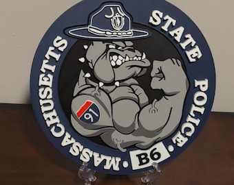 Massachusetts State Police Plaque: 3D Embossed First Responder Tribute