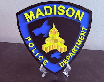 Madison Police Department 3D Embossed Plaque: First Responder Wall Art Wisconsin
