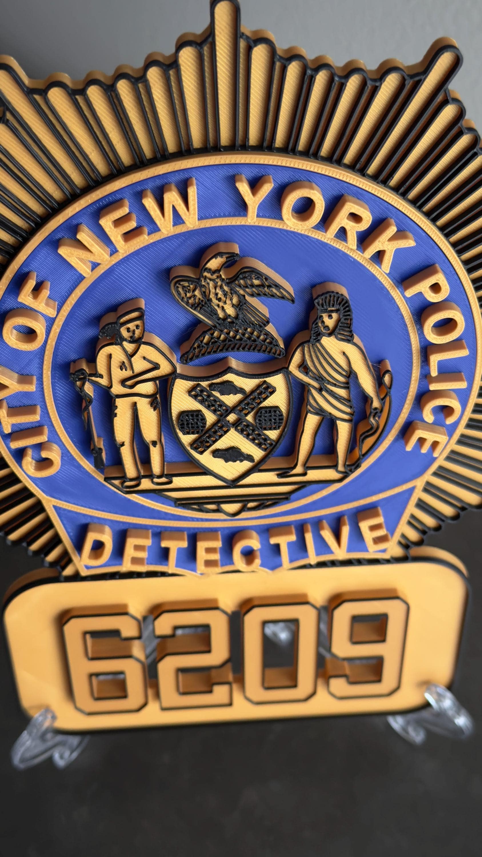 NYPD Detective Shield Plaque, Embossed 3D Display (9 Inch Plaque