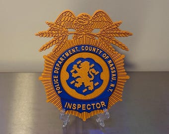 Plaque d'affichage 3D de l'inspecteur de police du comté de Nassau, cadeau de la police de New York