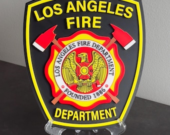 LA Fire Department 3D Embossed Plaque: First Responder Wall Art California
