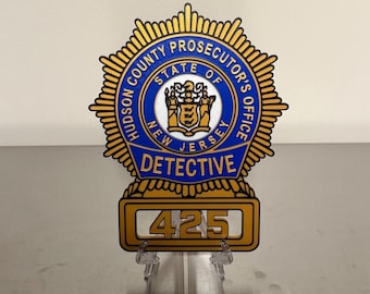 Hudson County Prosecutor Detective Shield Plaque, NJ Badge Wall