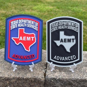 Texas Advanced EMT | 3D Display Plaque | PLA Plastic | 9 Inch Wall Display | Office Decor | Texas First Responder