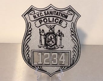 Bouclier de policier DSNY, plaque 3D pour premiers intervenants, art mural NYC