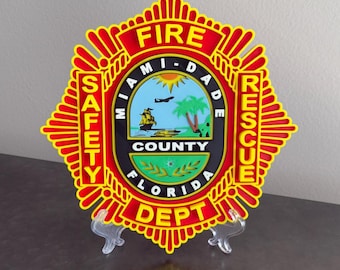 Miami Dade Fire Rescue Plaque: 3D Embossed First Responder Wall Art Florida