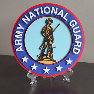 Us Army National Guard  3D Embossed Wall Art - Durable PLA | 9 In Tribute Display For First Responders | Government