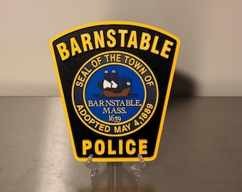 Plaque 3D MA 3D du service de police de Barnstable : présentoir mural ou sur étagère