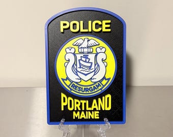 Plaque d'affichage en relief 3D du service de police de Portland ME Maine