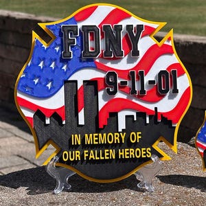FDNY 9-11 Tribute Plaque: 3D Embossed Firefighter Display