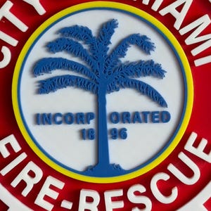 Miami Fire Rescue 3D Plaque: Embossed First Responder Wall Art Firefighter Gift Florida image 3