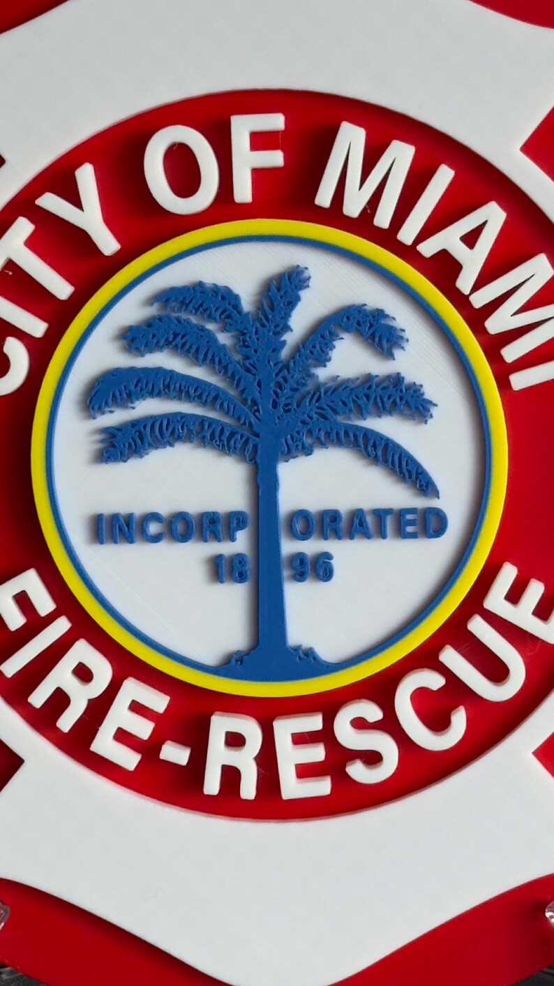 Miami Fire Rescue 3D Plaque: Embossed First Responder Wall Art Firefighter Gift Florida image 3