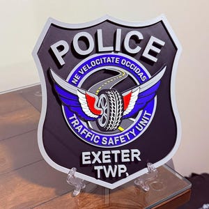 Exeter TWP Police 3D Embossed Plaque | PLA Plastic | 9 In Wall Display, Pennsylvania Tribute