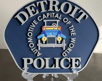 Detroit Police  Department Logo 3D Embossed Display Plaque  First Responder Wall Art MI Michigan