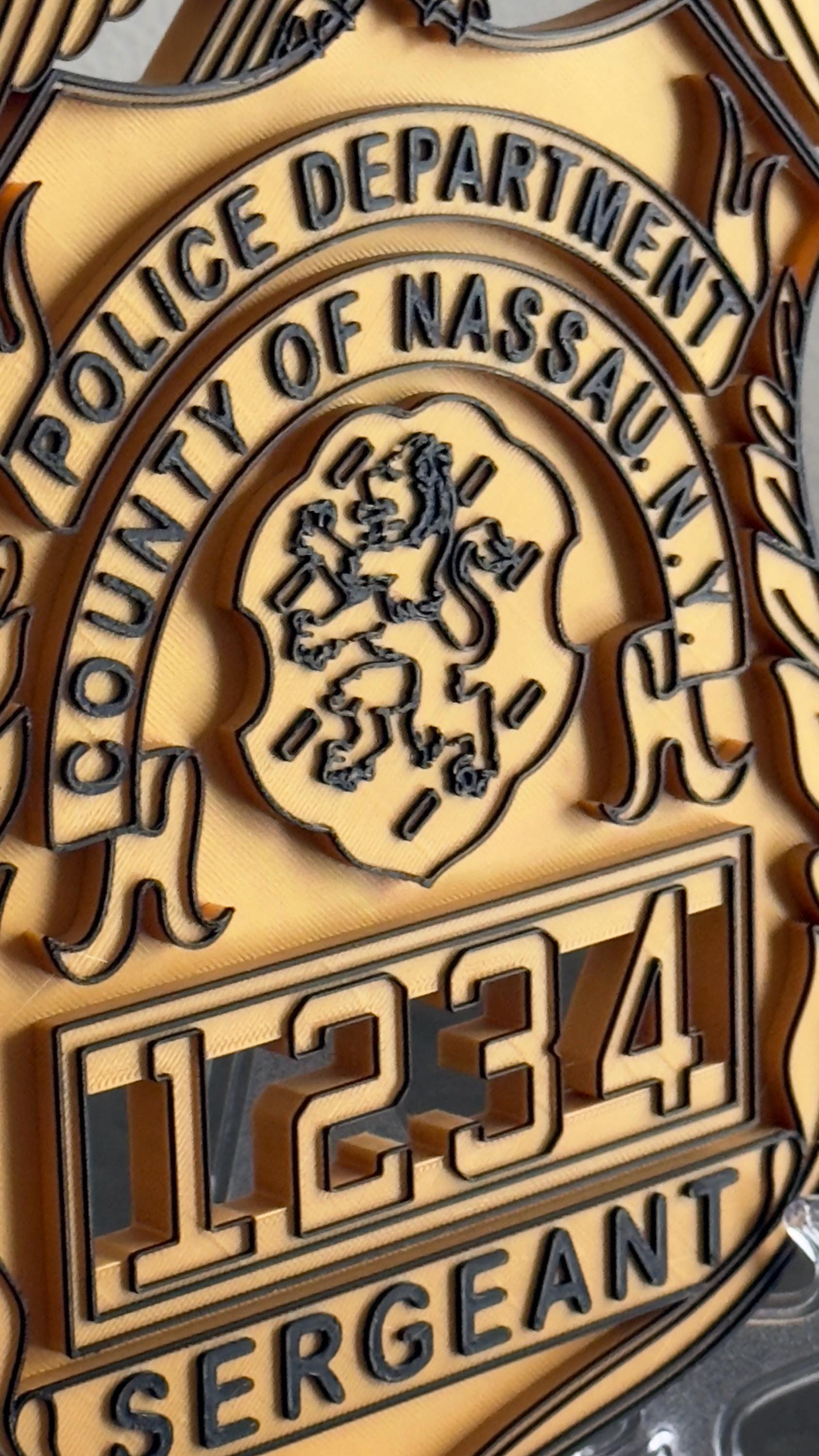 【超希少】NYPD/巡査 徽章&帽章（認証番号同） Nassau County Police Sergeant Shield: 3D Embossed Display Plaque