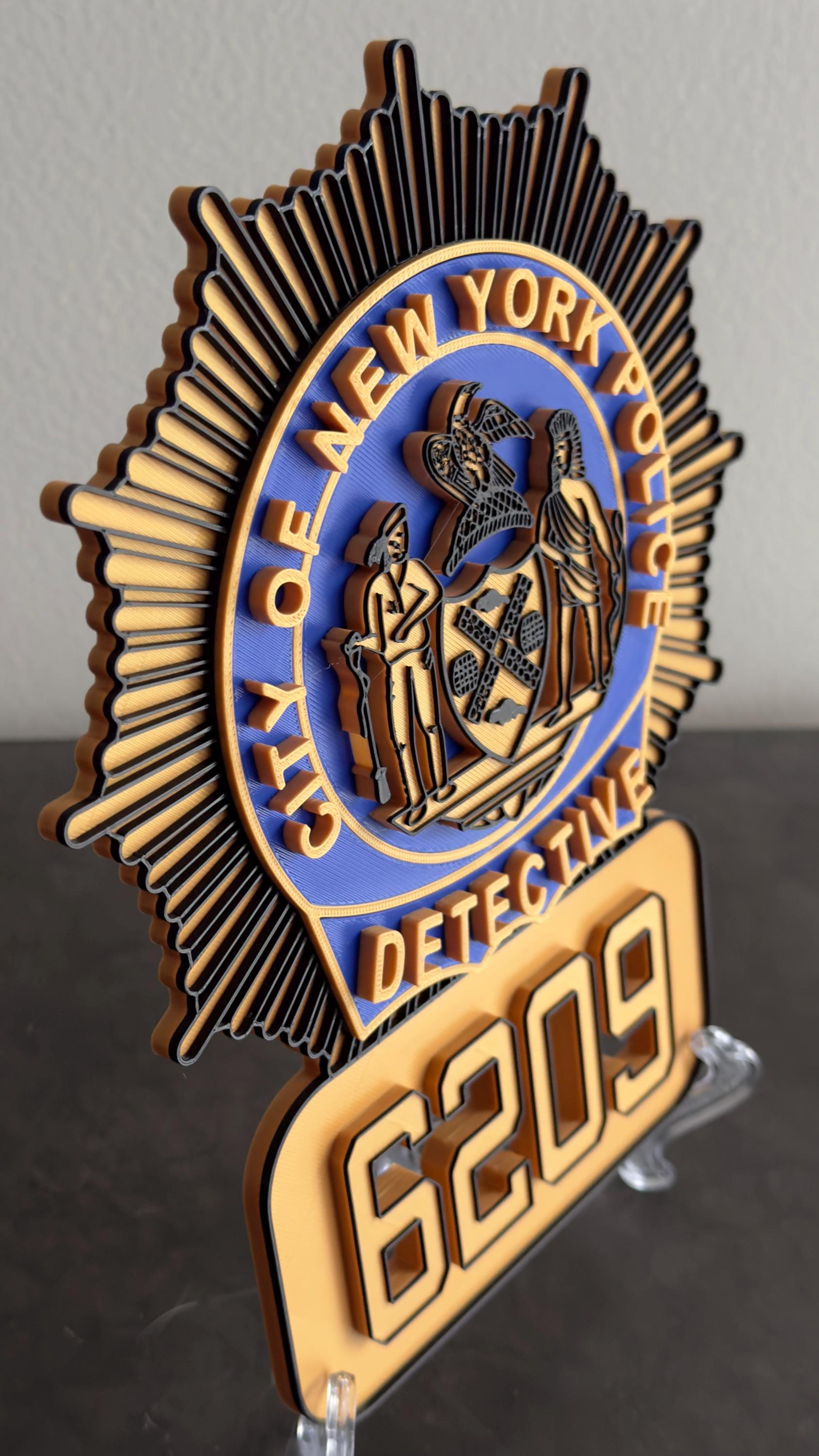 NYPD Detective Shield NYC Police Department 3D Embossed