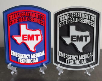 Texas EMT Plaque: 3D Embossed First Responder Decor