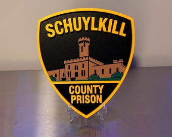 Plaque 3D de la prison du comté de Schuylkill - Art mural pour premiers intervenants PA Pennsylvanie