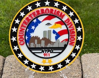 NYPD Plaque | Embossed 3D Counterterrorism Replica | New York City