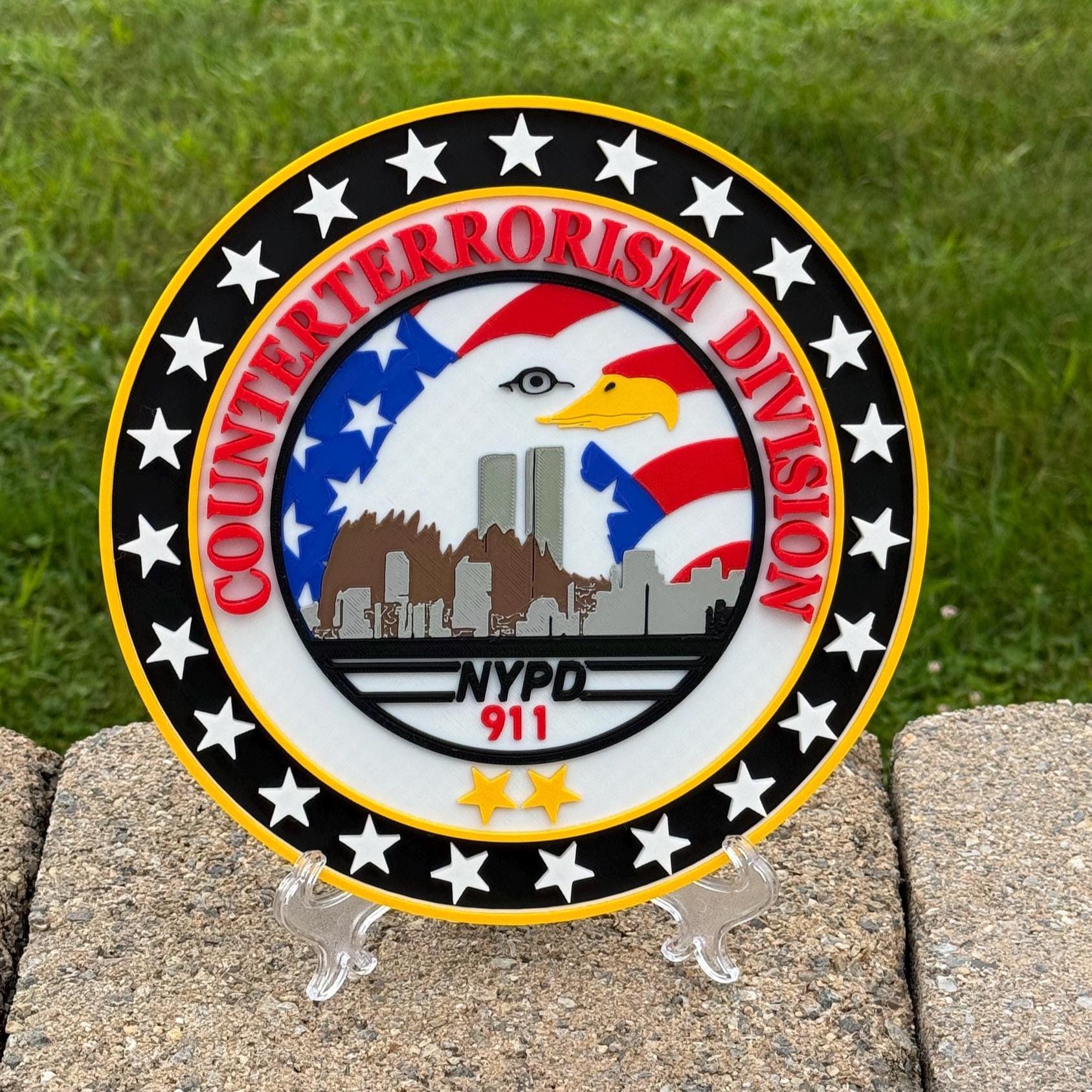 NYPD Plaque | Embossed 3D Counterterrorism Replica | New York City
