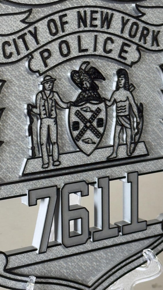 NYPD Police Officer Shield Plaque: 3D Embossed First