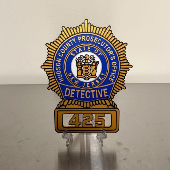 Hudson County Prosecutor Detective Shield Plaque, NJ Badge Display