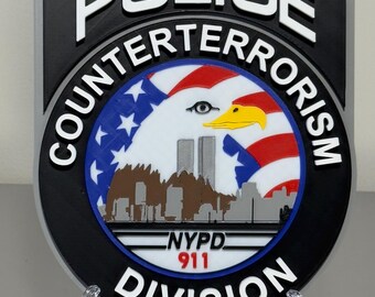 NYPD Counterterrorism Division 3D Plaque First Responder Wall Art