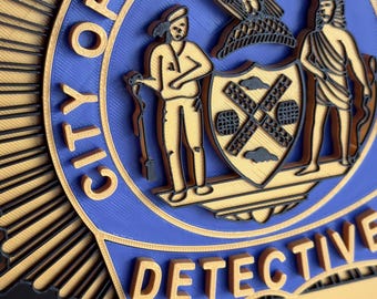 NYPD Detective Shield Plaque, Embossed 3D Display (9 Inch Plaque