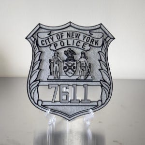 NYPD Police Officer Shield Plaque: 3D Embossed First Responder Wall Art